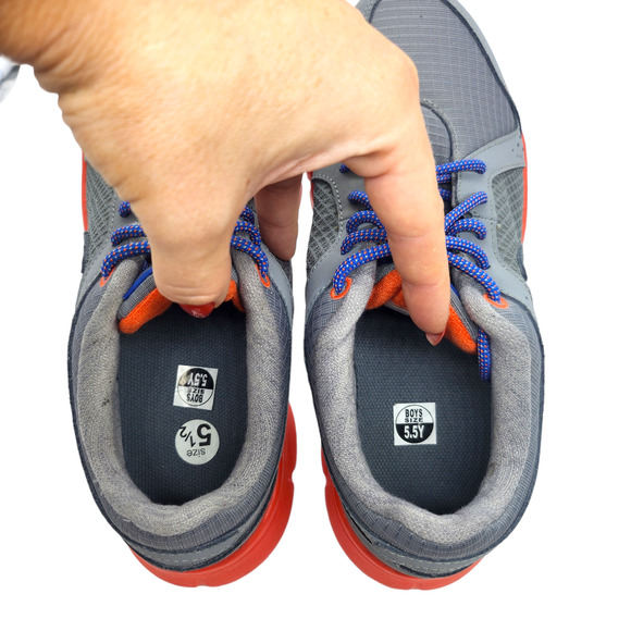 Nike Shoes Kids 5.5 Gray Red Unisex Flex Running Workout Sneakers Tennis Sports - Picture 7 of 10